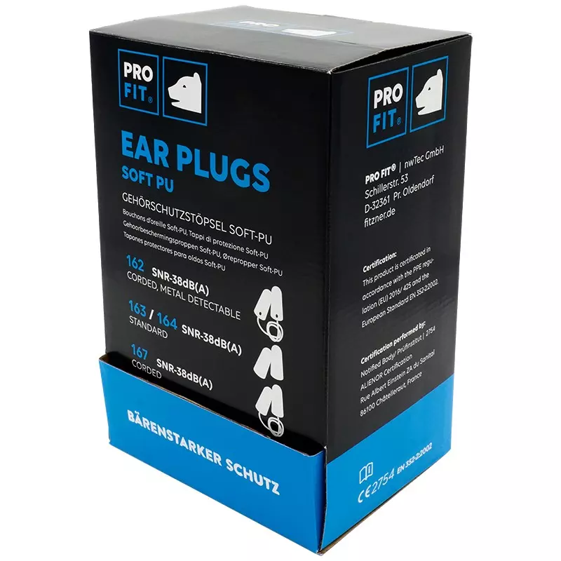 PRO FIT 162, Prosoft 38 Ear Plugs, Blue, Corded, image 2, gallery thumbnail