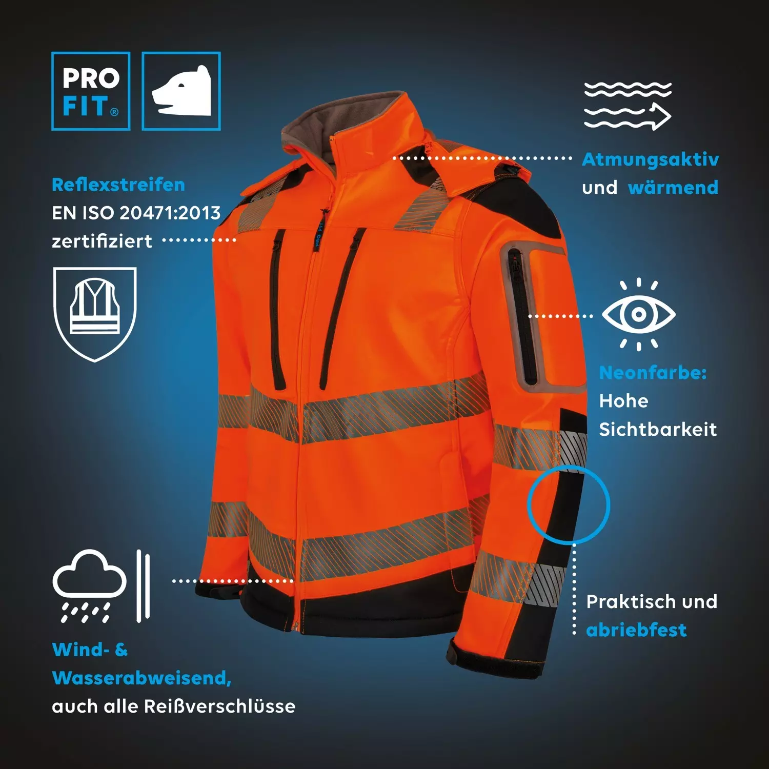 PRO FIT 981, High-visibility softshell jacket, image 2