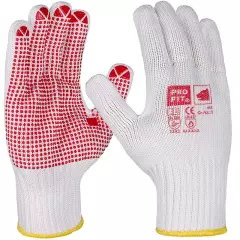 PRO FIT 455, Polyester-Cotton Double-Knit Glove, White, One-Sided Dot Grip