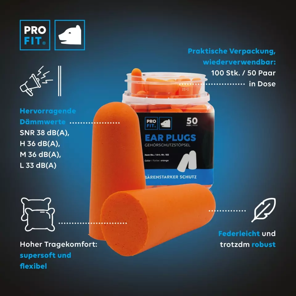 PRO FIT 183, Prosoft 38 Earplugs, Orange, image 2, gallery thumbnail
