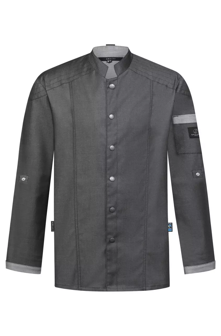 GREIFF 55721-6910-11, Kochjacke im Denim-Look Grau Biker-Stil, image 1, gallery thumbnail