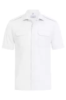 GREIFF 6731-1450-90-2, White Men's Pilot Shirt Short Sleeve Simple 47/48, Size 47/48