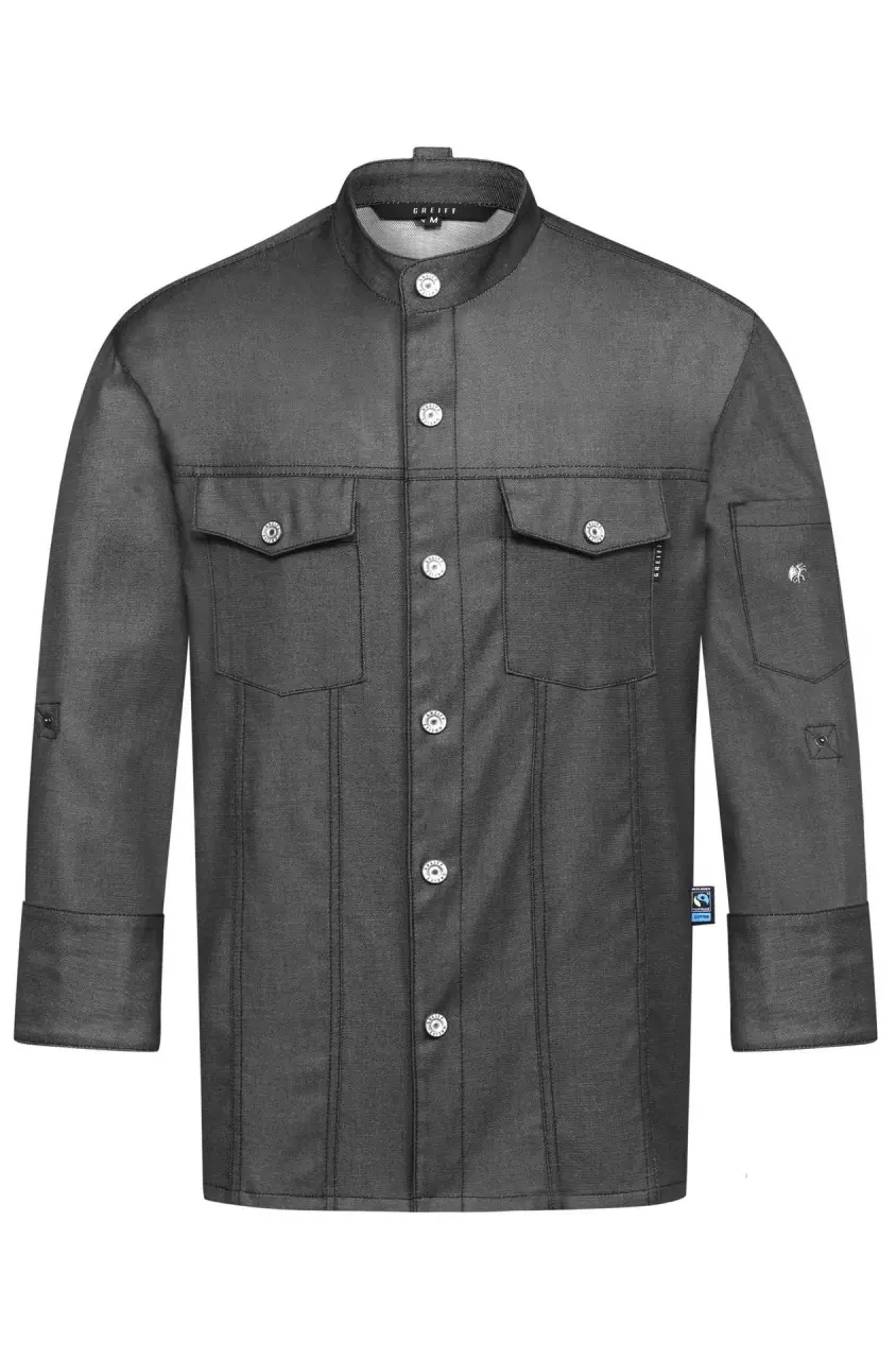 GREIFF 5591-6910-11-2, Kochjacke in Denim-Look Grau im Jeansjacken-Stil XXL-3XL, image 1, gallery thumbnail