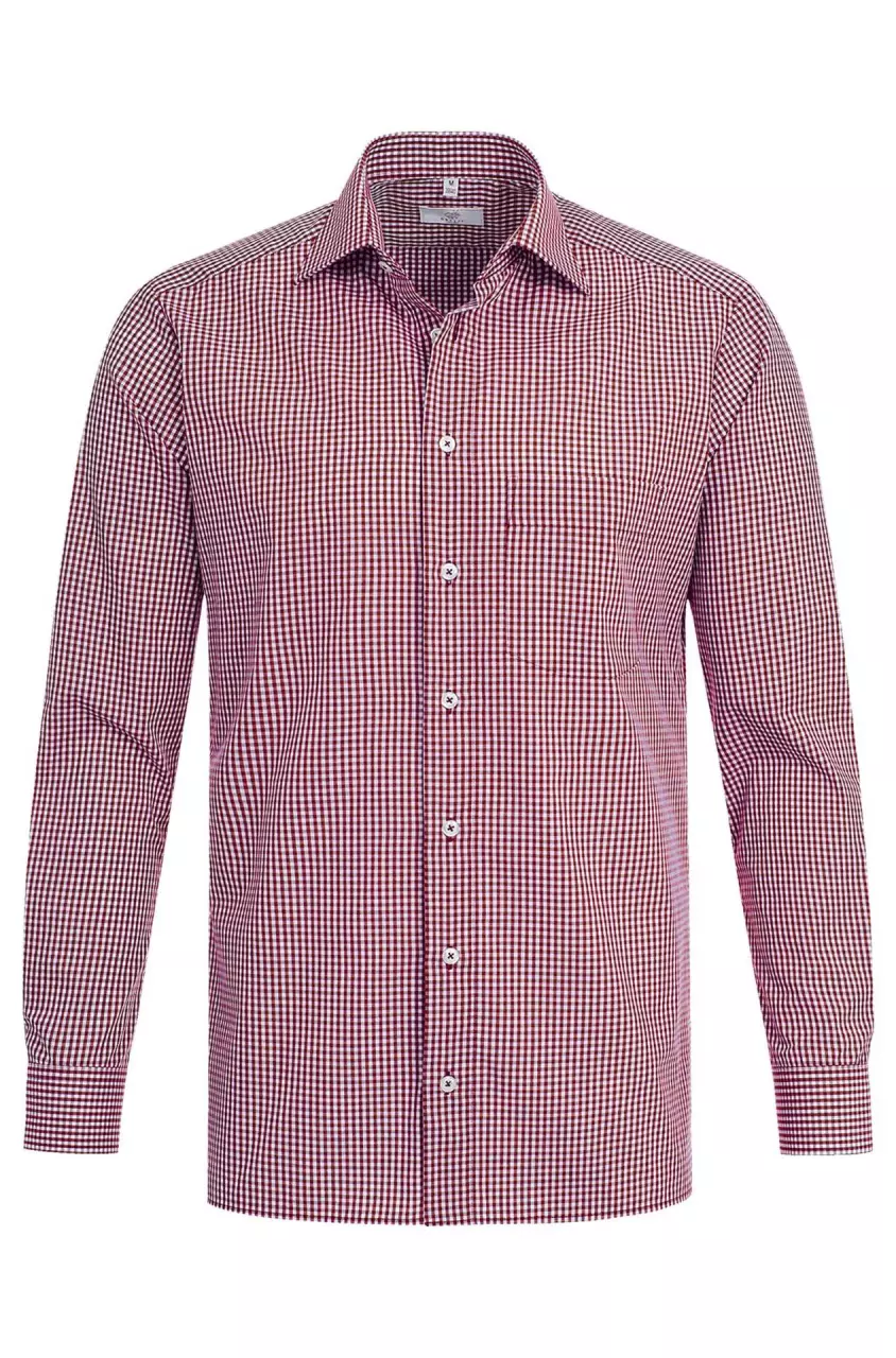 GREIFF 6667-1170-50, Vichy Check Red Men's Shirt Long Sleeve Basic, image 1, gallery thumbnail