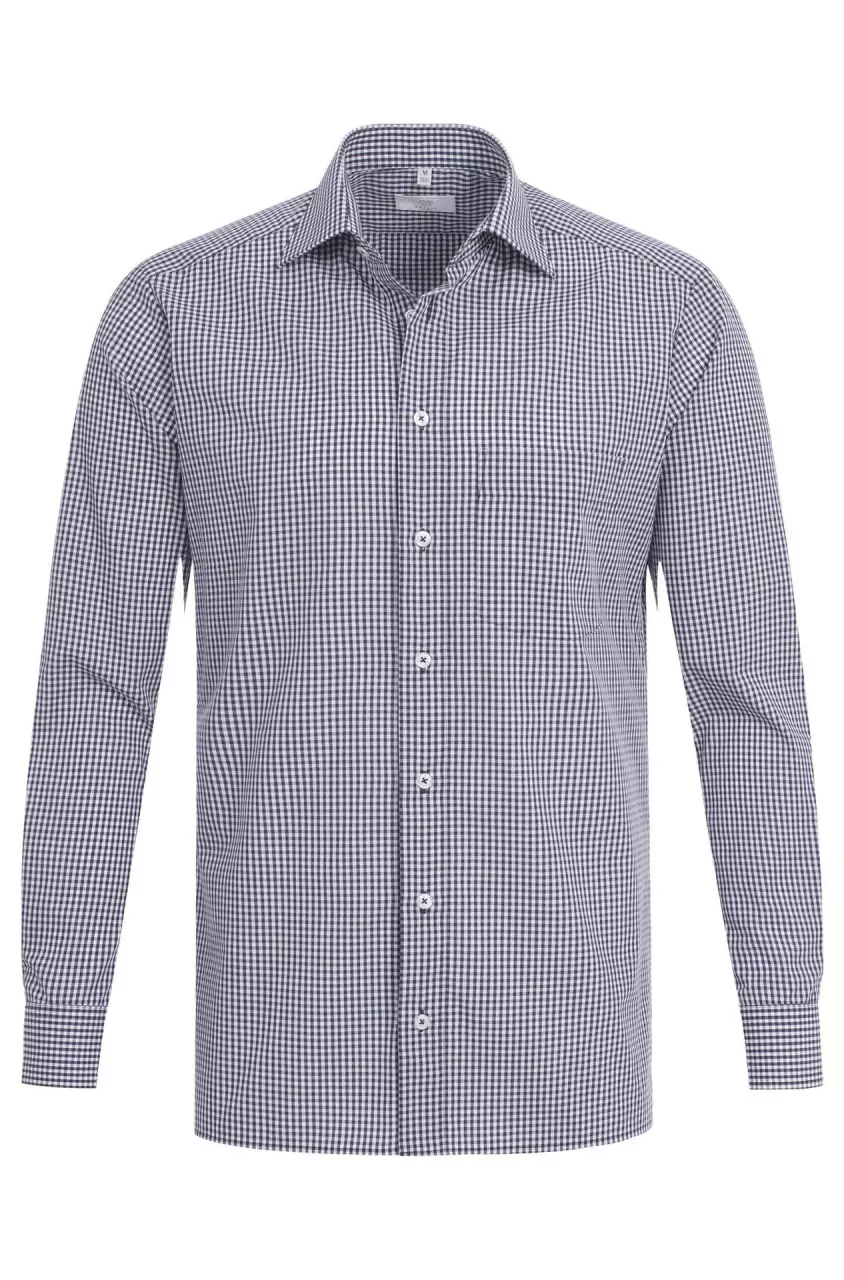 GREIFF 6667-1170-20, Vichy Check Blue Men's Shirt Long Sleeve Basic, image 1, gallery thumbnail