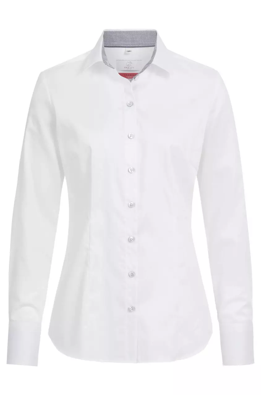 GREIFF 65621-1200-220, White, Contrast Blue Women's Blouse Long Sleeve Premium, image 1, gallery thumbnail