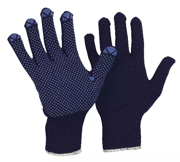 Richard Leipold 1430, Feinstrick-Montage-Handschuh blau Nylon-Baumwolle einseitig benoppt CE CAT 2, image 1, gallery thumbnail