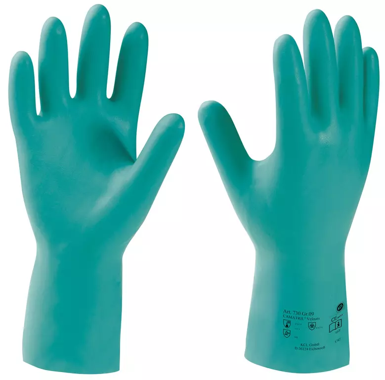 Honeywell 800730, Camatril Velours 730 Nitrile Gauntlet Roughened 29 - 31cm Green, image 1, gallery thumbnail