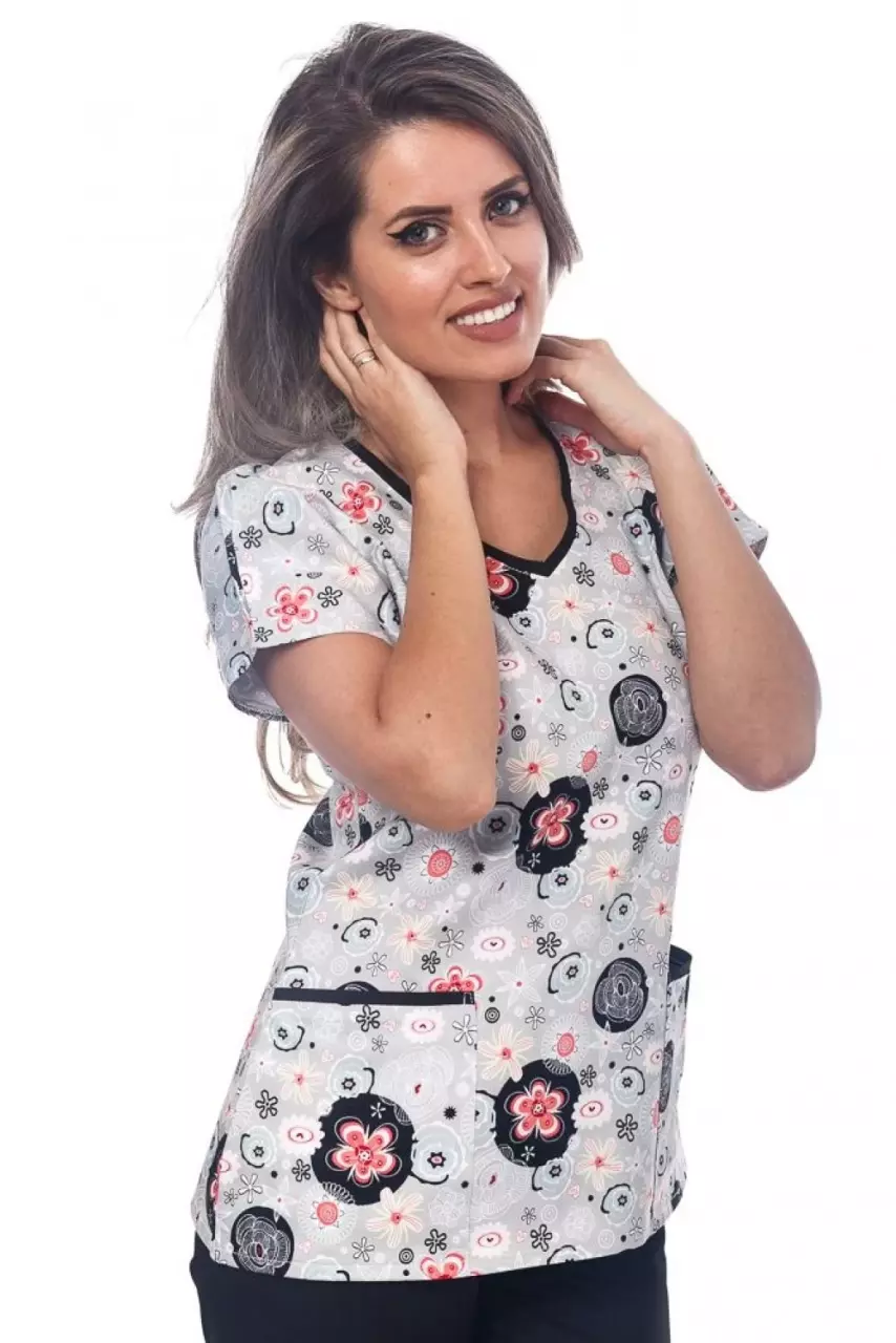 Praxis Fashion PFB-CPT-71K, Vårdbiträdes figursydd vårdskjorta ljusgrå, image 1, gallery thumbnail