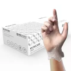 Unigloves GS007, Unicare Powdered clear vinyl gloves