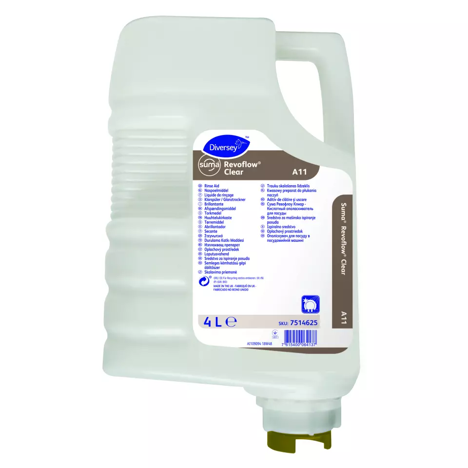 Suma 7514625, Clear A11 Liquid Defoaming Acidic Rinse Aid 4L, image 1, gallery thumbnail