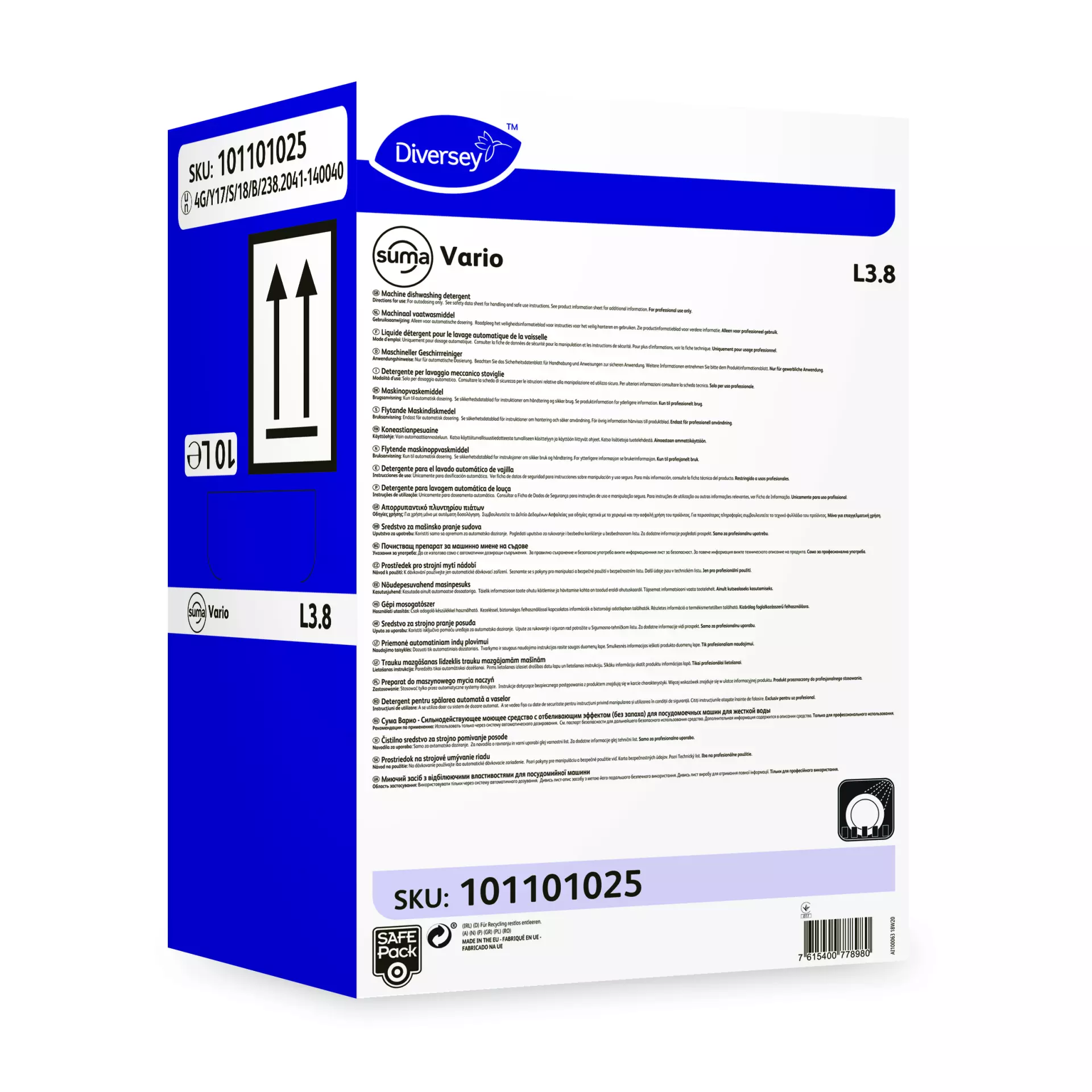 Suma 101101025, Vario L3.8 Flüssiger maschineller Geschirrreiniger mit geruchlosem Bleichmittel 10L, image 1