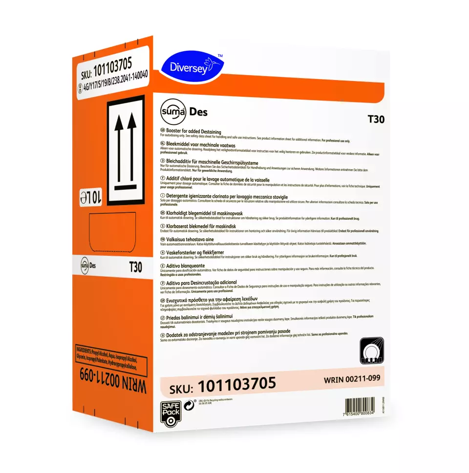 Suma 101103705, Des T30 Hygiene- und Bleichadditiv für maschinelle Geschirrspülsysteme 10L, image 1, gallery thumbnail