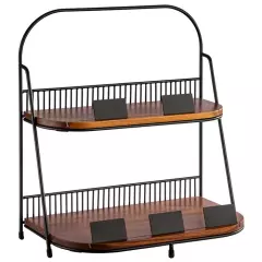 APS 30339, 2-Tier Serving Stand, Black/Brown