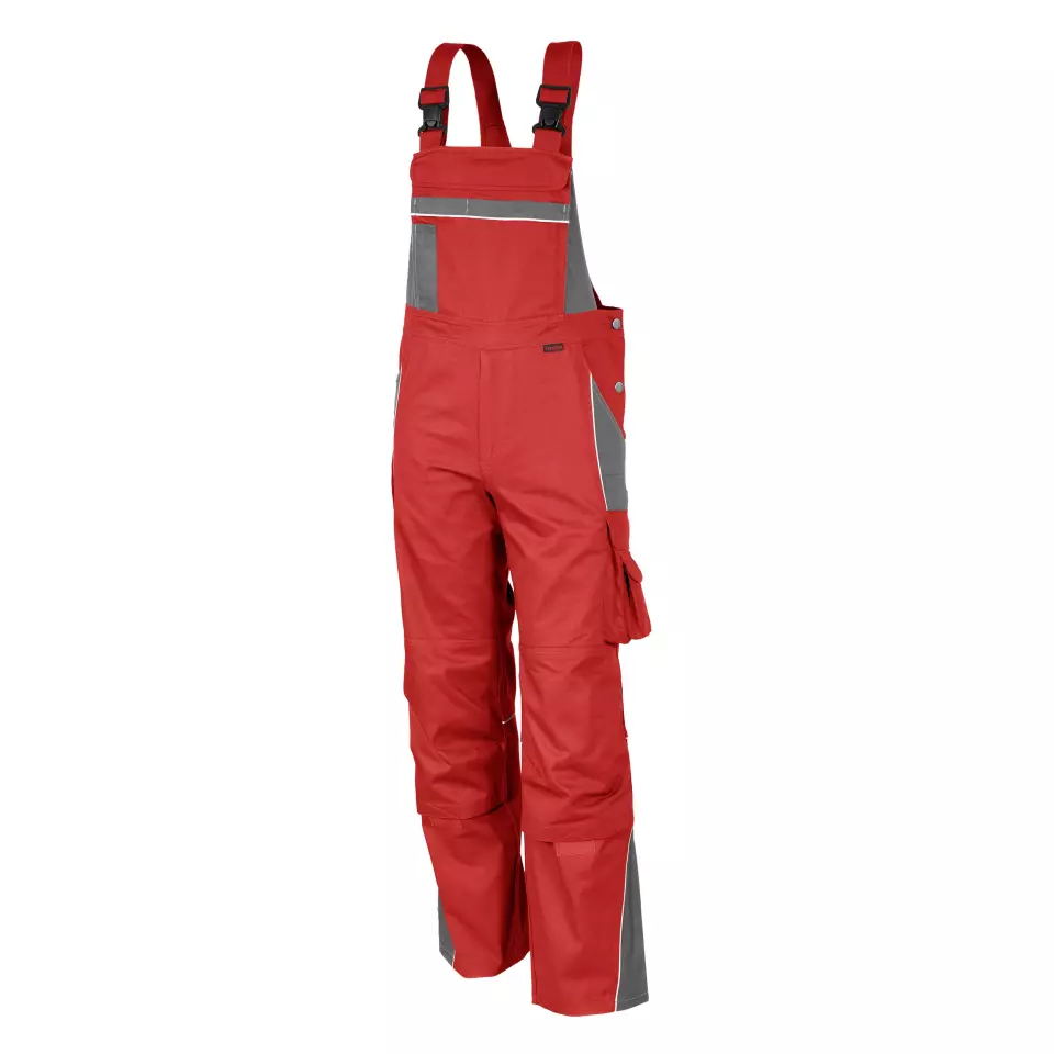 Qualitex NM-41006-2332, PRO Latzhose rot/grau, image 1, gallery thumbnail