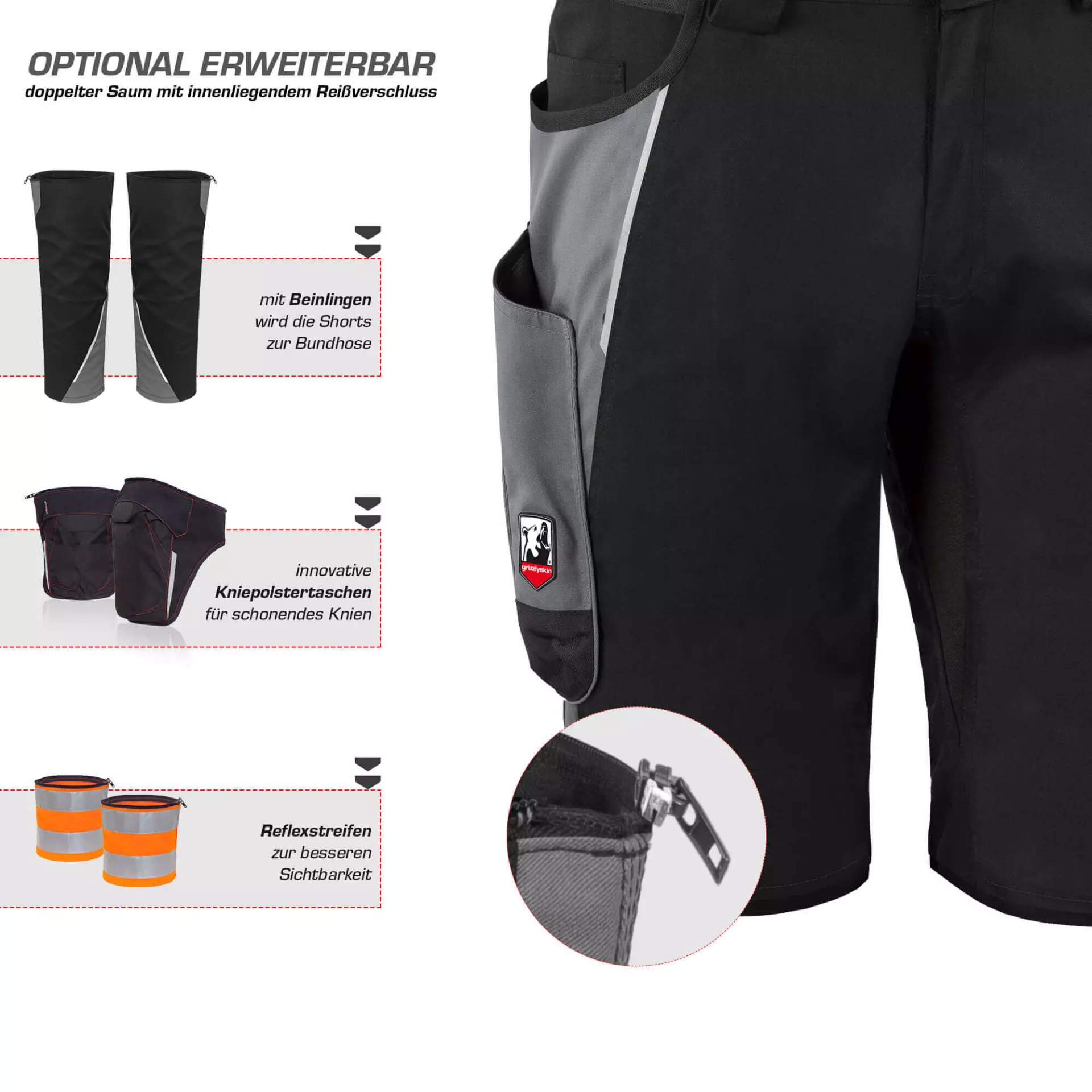 Grizzlyskin GIM3608, IRON Shorts schwarz/grau, image 3