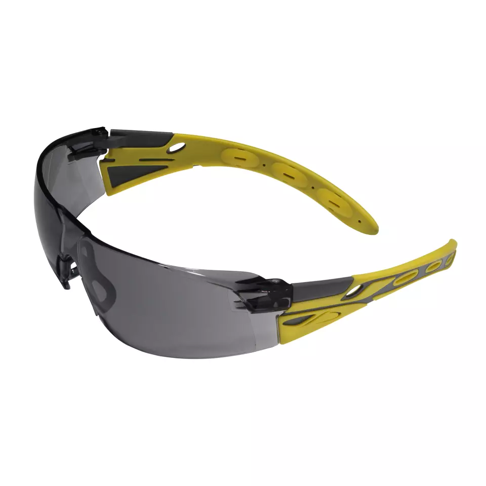 JSP 1EIGGY23SKN, Eiger™ Premium Safety Specs - Smoke K&N Anti-scratch/Anti-mist Lenses - Yellow/Grey Frames, image 1, gallery thumbnail