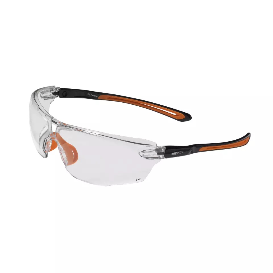 JSP 1ONEBO23CKN, Onex™ Premium Safety Specs - Clear K&N Anti-scratch/Anti-mist Lenses - Black/Orange Frames, image 1, gallery thumbnail