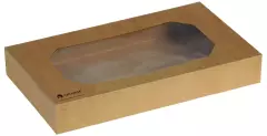 Pacovis 22868, Transport Box Kraft "L" mit PLA Sichtfenster 56x32x8 cm