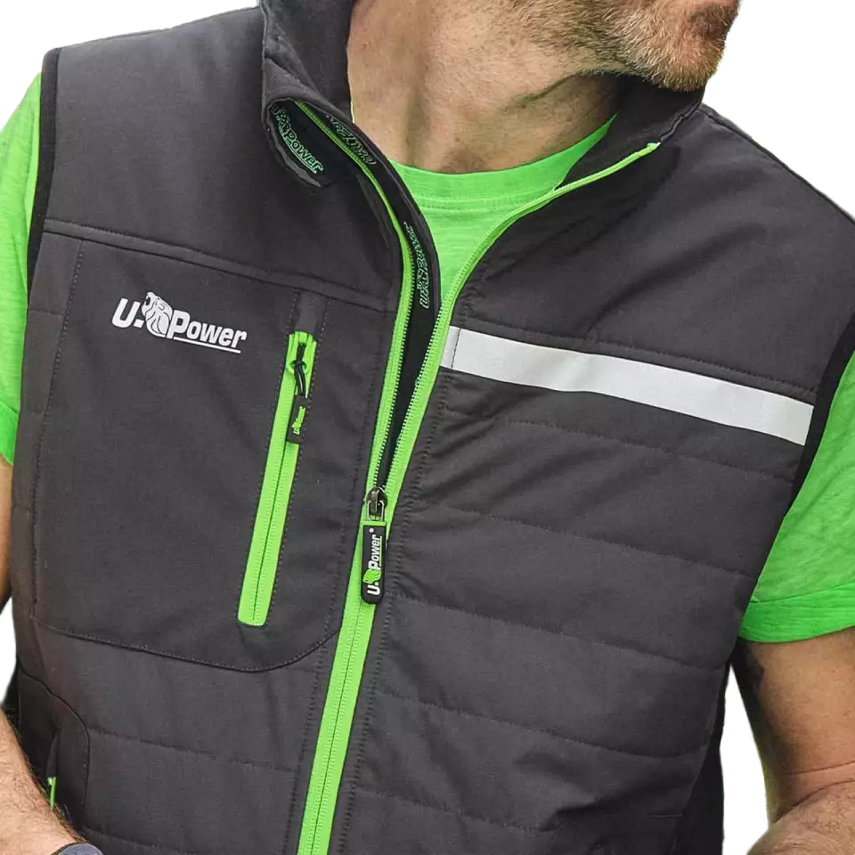 U-Power FU278RL, Wall Asphalt Grey/Green Arbetsväst, image 3, gallery thumbnail