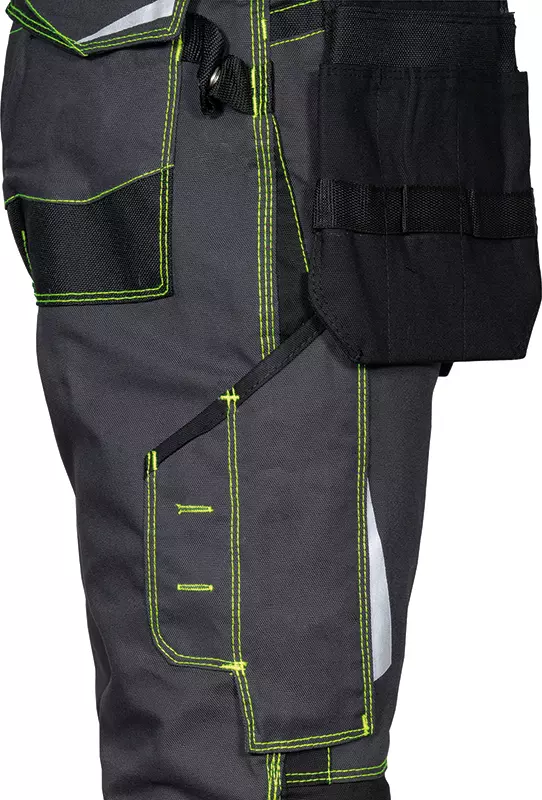 Cofra V486-0-04, Gondomar Work Pants Anthracite/Black/NeonGreen, image 4, gallery thumbnail