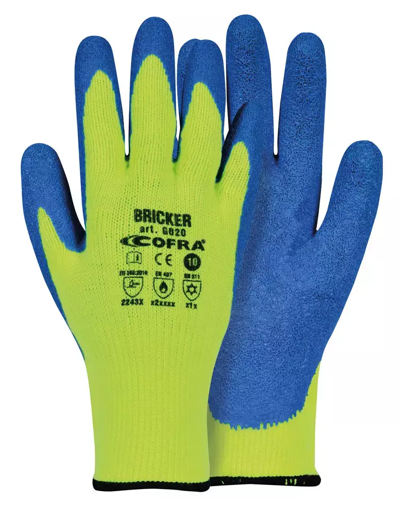 Cofra G020-DD00, Bricker Latext Winter Glove Fluorescent Yellow/Sky Blue, image 1, gallery thumbnail