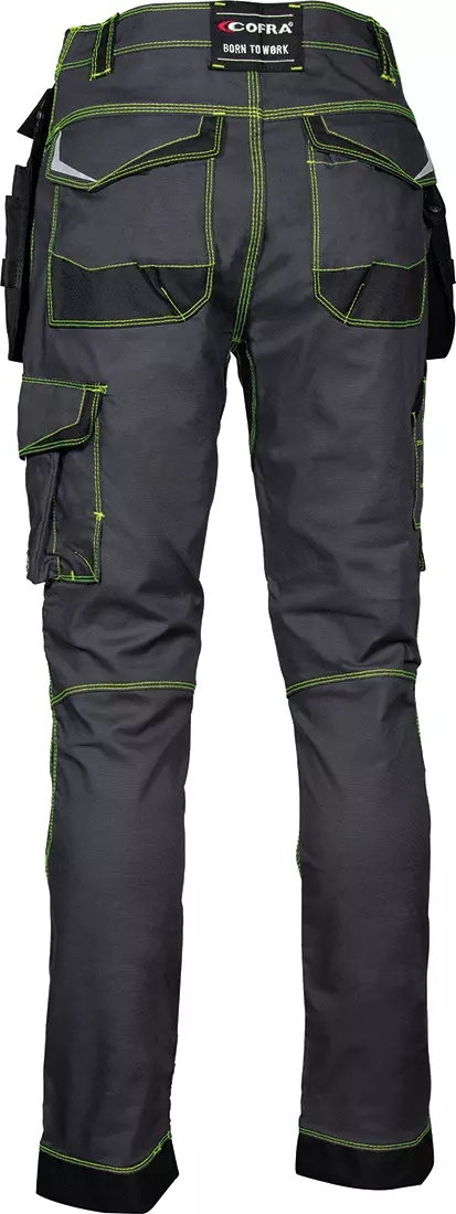 Cofra V486-0-04, Gondomar Work Pants Anthracite/Black/NeonGreen, image 6, gallery thumbnail