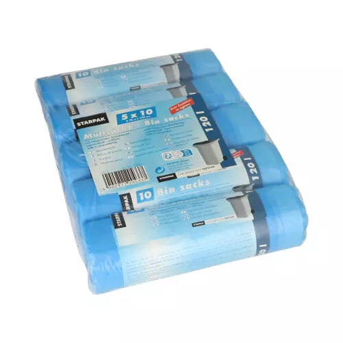 Starpak 12433, Drawstring Garbage Bags, HDPE 120 L 100 cm x 70 cm, image 1, gallery thumbnail