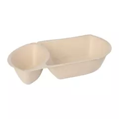 Conpax (LM) 97084, Conpax (LM) Sugarcane Snack Trays 2-Compartment 3.6 cm x 11 cm x 19.4 cm
