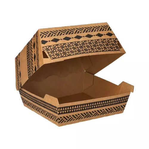 Conpax (LM) 96439, Conpax (LM) Burger Boxes, Cardboard 7.8 cm x 11 cm x 11.5 cm Maori Large, image 1, gallery thumbnail
