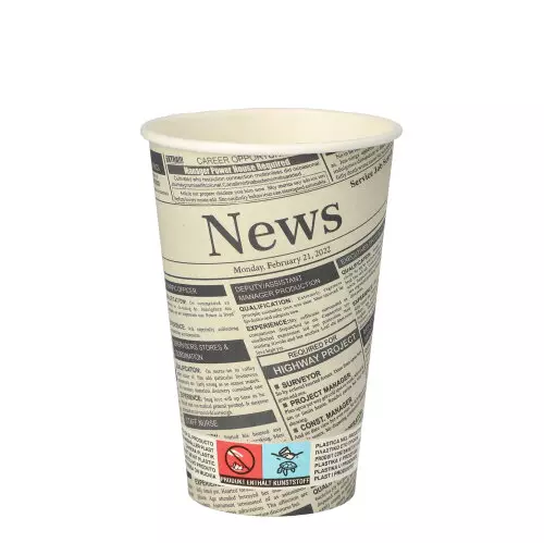 Starpak 89192, To Go Trinkbecher, Pappe 0,3 L Ø 8 cm - 11,7 cm Newsprint, image 1, gallery thumbnail
