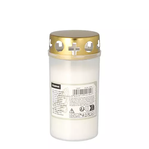 Starpak 15794, Memorial Light T3 with Gold Lid Ø 6.4 cm - 12.5 cm Transparent Cover, image 1, gallery thumbnail