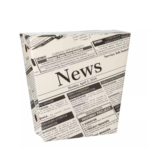 Papstar 87519, French Fries Box, Cardboard 4.3 cm x 14.5 cm x 11 cm Newsprint with Hinged Lid, image 1, gallery thumbnail