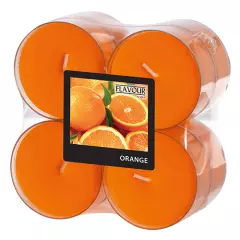Flavour by GALA 96993, Maxi Scented Tealights Ø 59 mm - 24 mm - Orange in Polycarbonate Case