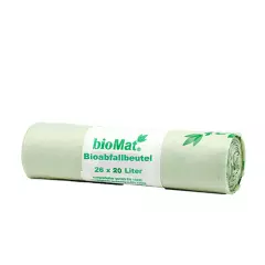 bioMat 97001, Starch-Based Compostable Waste Bag 20 L 56 cm x 44 cm with Carrying Handle