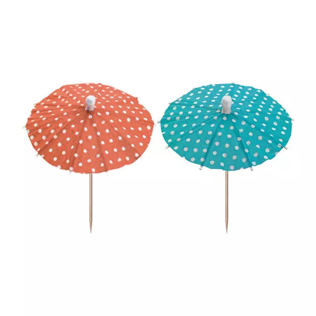 Papstar 81116, Decorative Parasol Picks 10 cm Assorted Colors Polka Dots, image 1, gallery thumbnail
