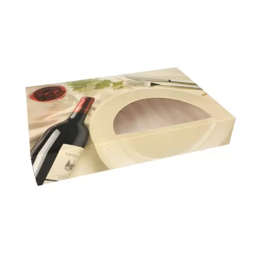 Papstar 82561, Transport and Catering Boxes 8 cm x 46 cm x 31 cm Burgundy with Viewing Window, One-Piece, image 1, gallery thumbnail