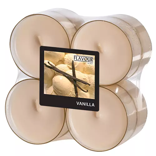 Flavour by GALA 96992, Maxi Scented Tealights Ø 59 mm - 24 mm - Vanilla in Polycarbonate Case, image 1, gallery thumbnail