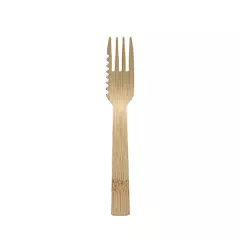 Papstar 88770, Pure Kuchen- und Snackgabeln, Bambus 14,5 cm mit einseitig gezacktem Rand