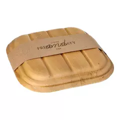 Papstar 88537, Pure Trays, Palmblatt eckig 500 ml 6,5 cm x 20 cm x 20 cm mit Deckel und Banderole