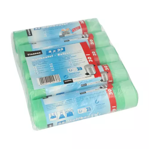 Starpak 12436, Müllbeutel mit Zugband, HDPE 30 L 62 cm x 55 cm, image 1, gallery thumbnail