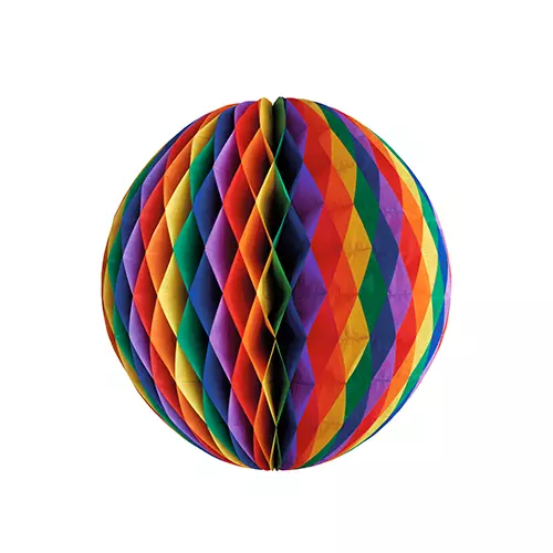 Papstar 18993, Wabenball Ø 60 cm Rainbow schwer entflammbar, image 1, gallery thumbnail