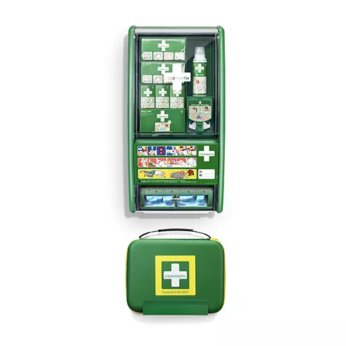 Cederroth 92200, First Aid & Burn Station Set DIN 13157 22,7 cm x 29,4 cm x 57,2 cm, image 1, gallery thumbnail