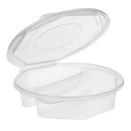 Starpak 88488, Menu Boxes with Hinged Lids, PP 2-Compartment 5.9 cm x 21.5 cm x 21.5 cm Octagonal, image 1, gallery thumbnail