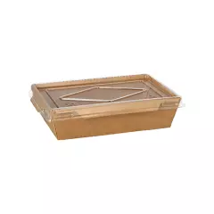 Starpak 89008, Salad Containers, Rectangular Cardboard 500 ml 3.8 cm x 16.7 cm x 11.3 cm with Lid