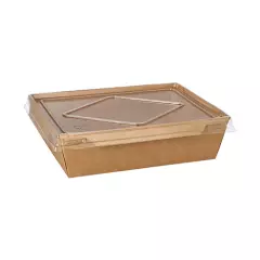 Starpak 89010, Salad Boxes, Rectangular Cardboard 900 ml 4.9 cm x 18.8 cm x 14.7 cm with Lid