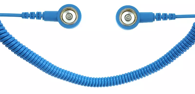 Safeguard® DSWL27735, Safeguard® ESD Spiralkabel, 2 Mohm, Hellblau, image 1, gallery thumbnail