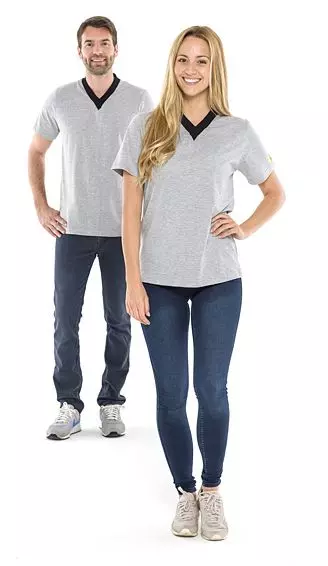 Safeguard® DSWL352, Safeguard® ESD T Shirt, V Ausschnitt, Hellgrau/Schwarz, image 1, gallery thumbnail