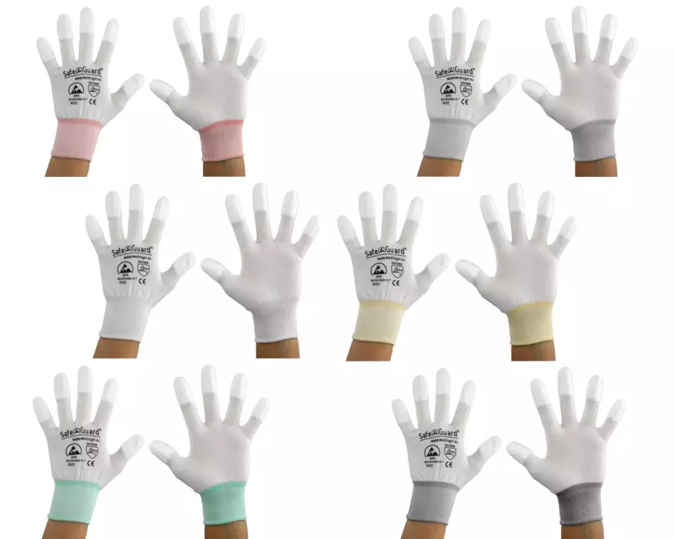 Safeguard® DSWL374, Safeguard® ESD Glove, Coated Fingertips (White), image 1, gallery thumbnail