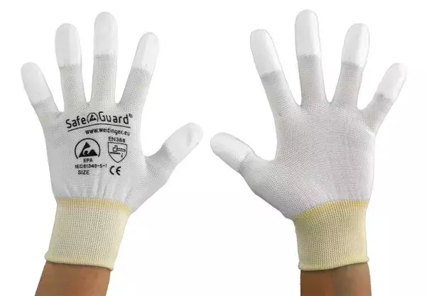 Safeguard® DSWL374, Safeguard® ESD Glove, Coated Fingertips (White), image 6, gallery thumbnail